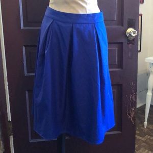 Blue Pleated Midi Skirt